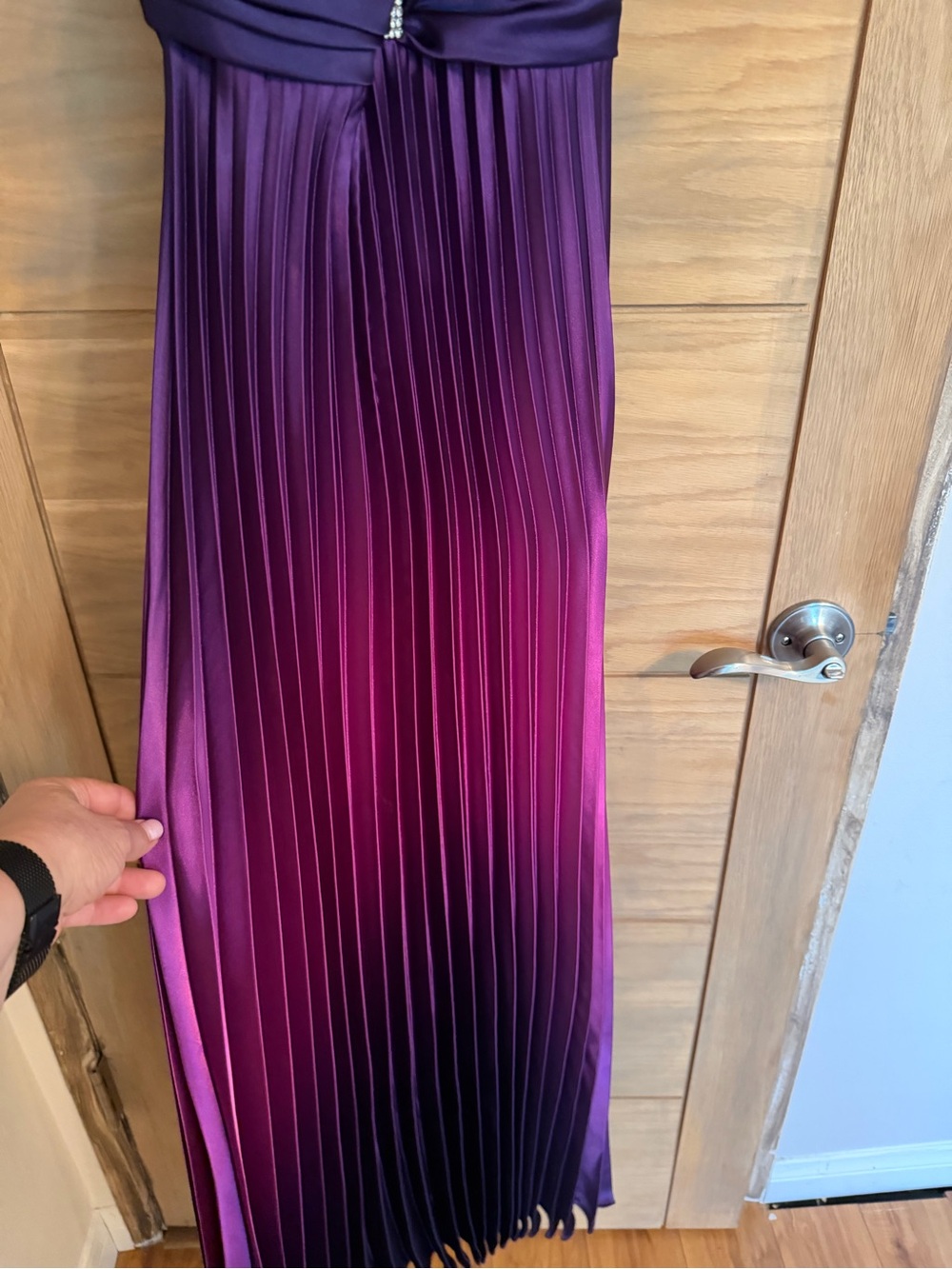 Cache Plunge Halter Ombre Pleated Maxi Dress - Purple - Picture 5 of 13